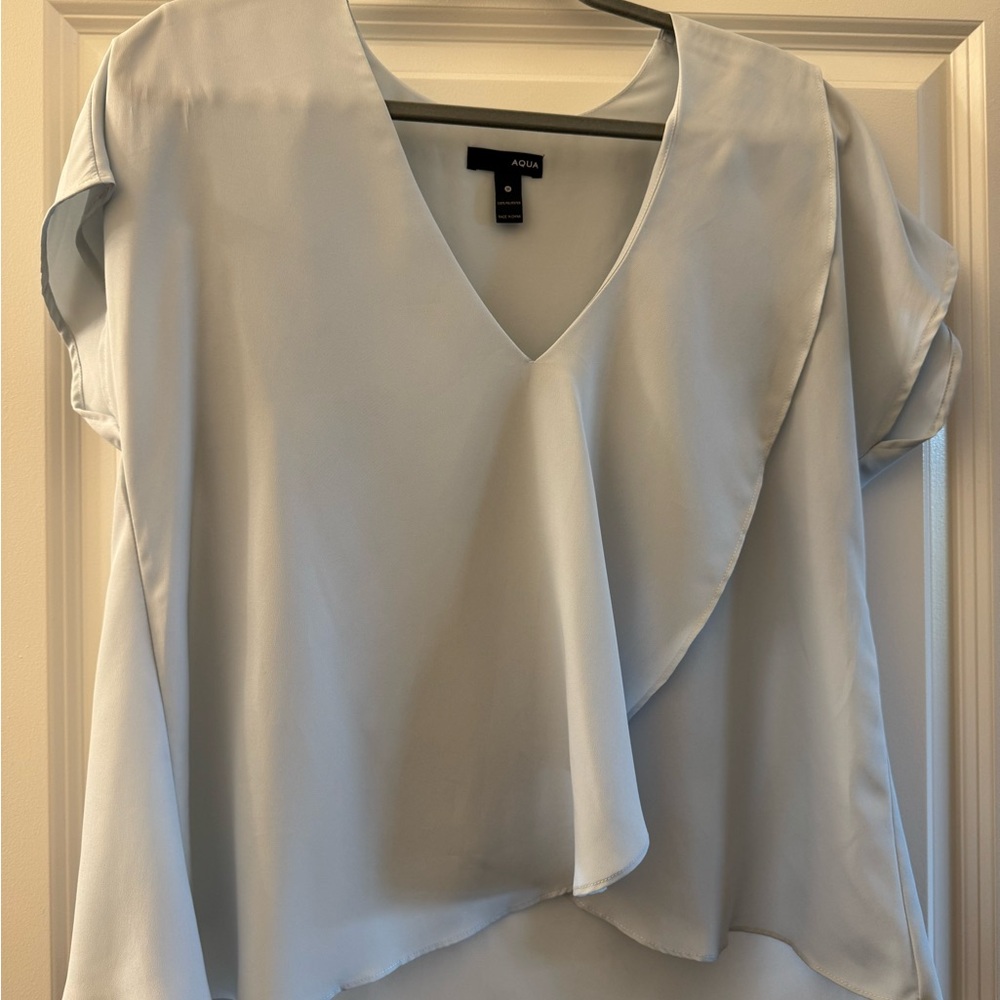 Aqua Women's Light Blue V-Neck Top
